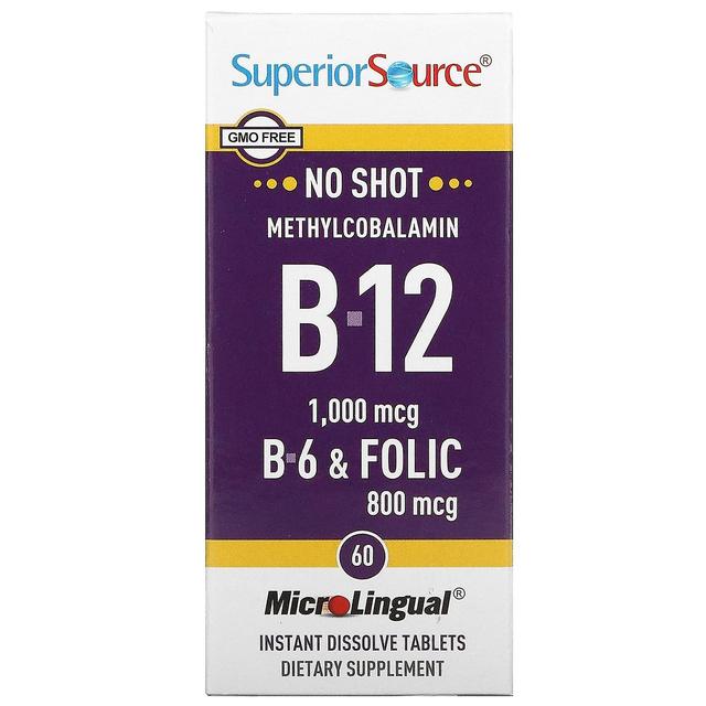 Superior Source, Methylcobalamin B-12, B-6 & Folic, 60 MicroLingual Instant Dissolve Tablets on Productcaster.