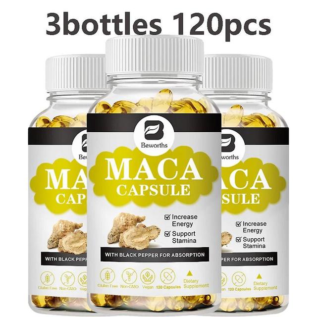 Eccpp 120pcs Maca Capsules Enhance Endurance Prolong Strong Erection Supplement Pill Improve Sexo Function Maca Root Herbal 3 bottles 120 pcs on Productcaster.