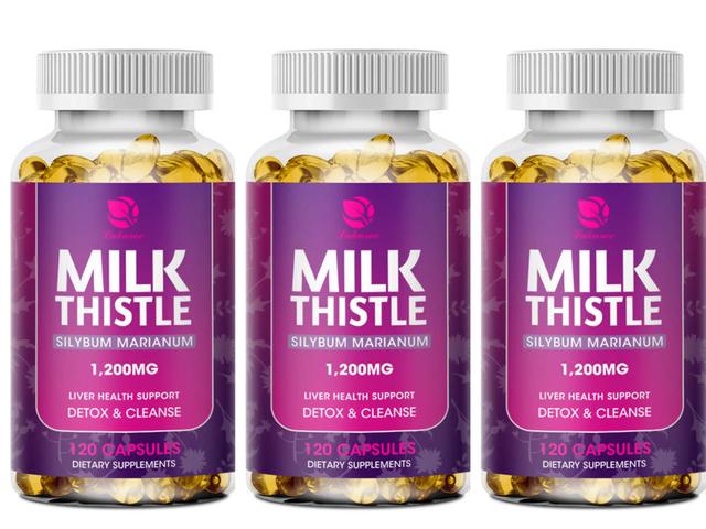 Hikig Milk Thistle Seed Capsules Pure Natural Organic Silymarin 5:1 50mg Dandelion Root Beauty Health 3Bottles x 120PCS on Productcaster.