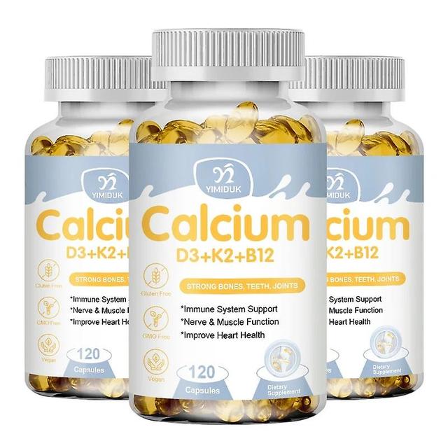 Sofirn Vitamin D3 K2 Capsules with B12 Vitamin Regulate Calcium Metabolism Supports Promote Bone Health Immunity System 3 Bottles 120pcs on Productcaster.