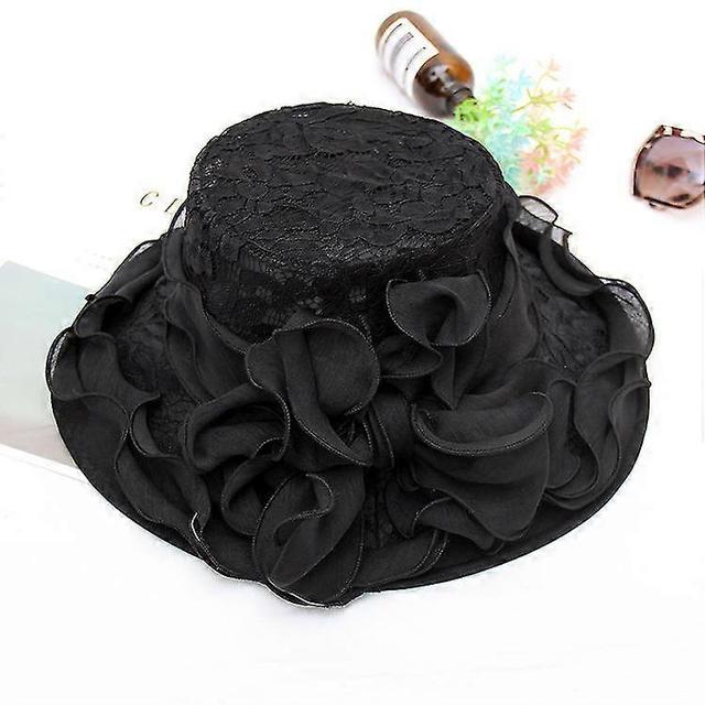 Femme Chapeau de Mariage Dentelle Elgante Chapeau de Soleil Plage Voyage Et Protection Solaire Casquette Visire Extrieur Fascinator pour Soire Bal on Productcaster.