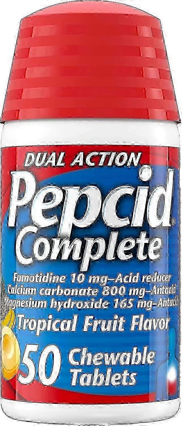 Pepcid Complete Acid Reducer + Antacid, Tablets, Tropical Fruit, 50 Ea on Productcaster.