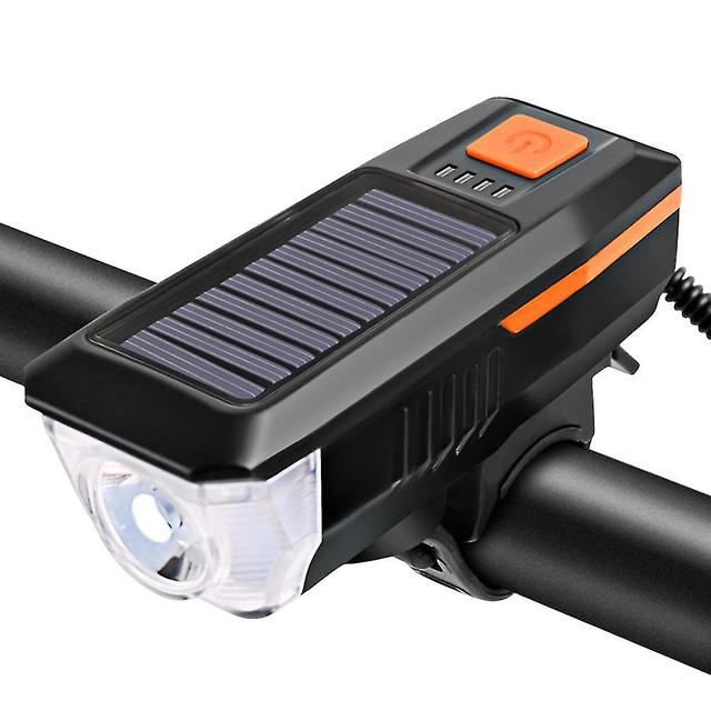 Scacv Solar Bike Alarm Flashlight Usb Charging Waterproof Bike Horns Lamp For Night Riding Orange on Productcaster.