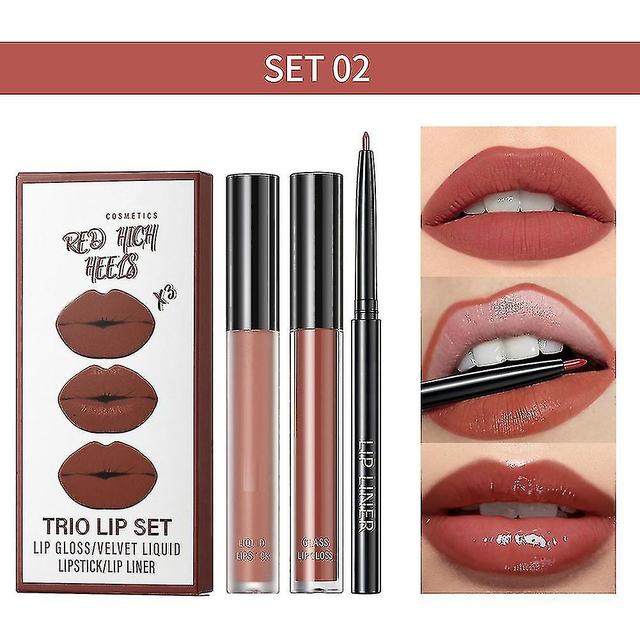 Scacv Lip Glaze Lip Liner Set Non-stick Cup Geen vervagende lipgloss Voedende hydraterende lipmake-up 2 on Productcaster.