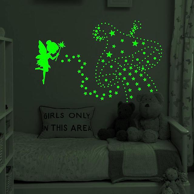 Glow In The Dark Fairy Wall Decals, Luminous Fairies Wall Stickers Bedroom Ceiling Decoration ,star on Productcaster.