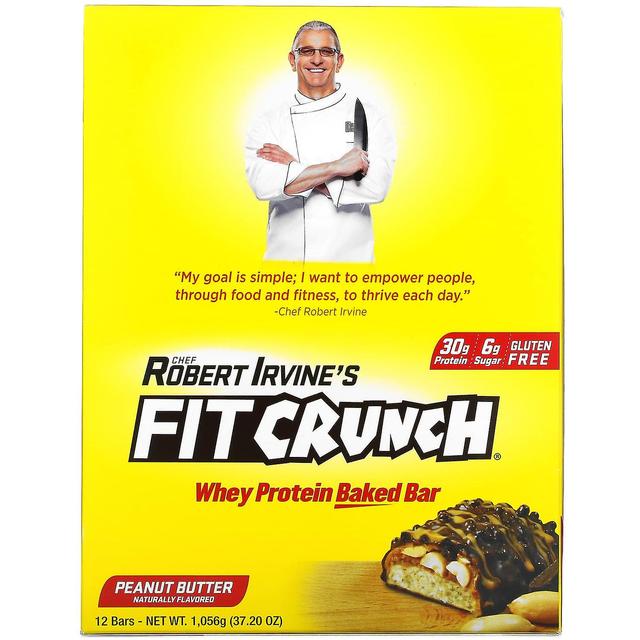 FITCRUNCH, Whey Protein Baked Bar, Peanut Butter, 12 Bars, (3.10 oz) 88 g Each on Productcaster.