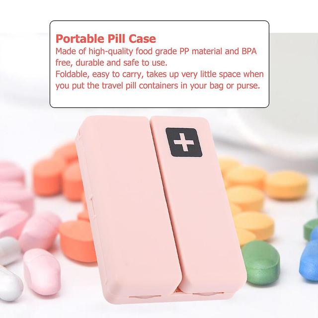 Moselota Collapsible Magnetic Pill Case Daily Pocket Case Holds Vitamin Medication Supplements[pink] on Productcaster.