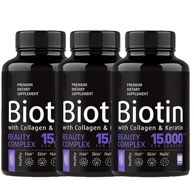 Biotin With Collagen And Keratin 15000 Mcg - 60 Capsules 3PCS on Productcaster.