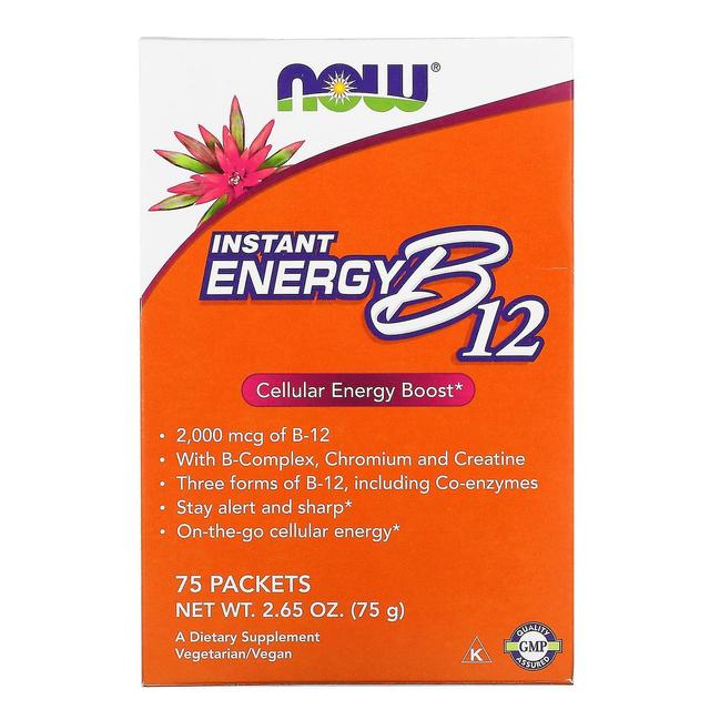 NOW Foods, Instant Energy B12, 2,000 mcg, 75 Packets, 0.035 oz (1 g) Each on Productcaster.