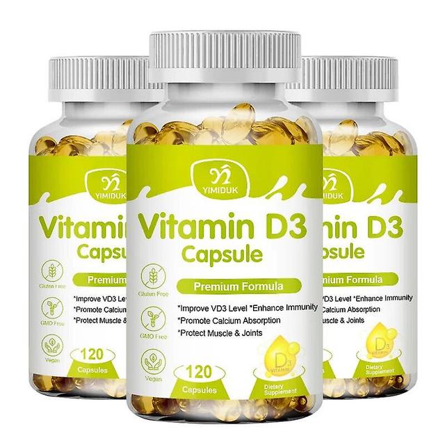 Visgaler Vitamin D Capsules Promote Calcium Absorption, Strengthen Bones, Promote Cell Growth, Teeth Health Vitamin D3 Supplement 3 Bottles 60 pcs on Productcaster.