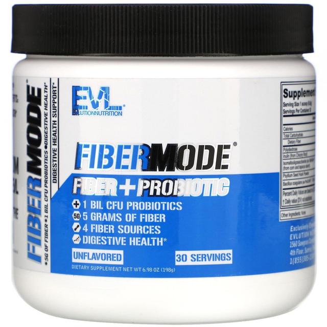 EVLution Nutrition, FiberMode, Fibra + Probiótico, Sin sabor, 6.98 oz (198 g) on Productcaster.