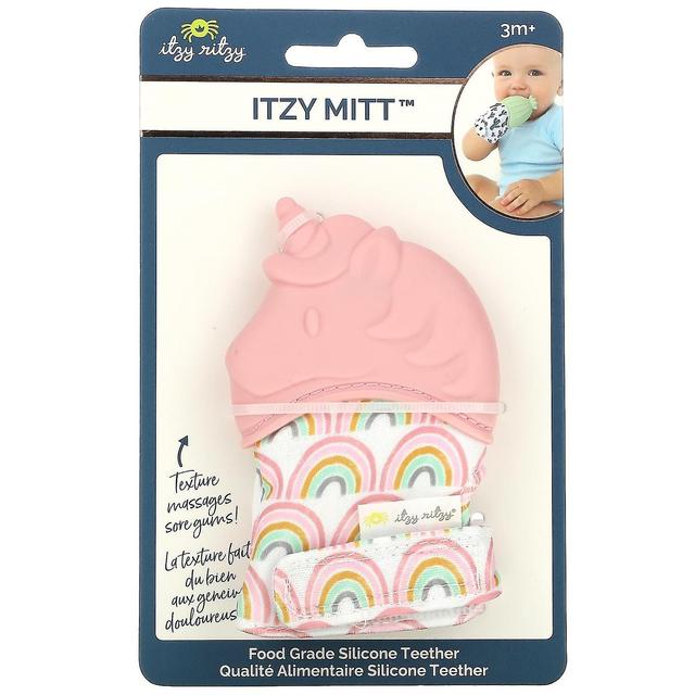 itzy ritzy, Itzy Mitt, Teether de silicone de grau alimentício, 3+ meses, Unicórnio rosa claro, 1 mordedor on Productcaster.