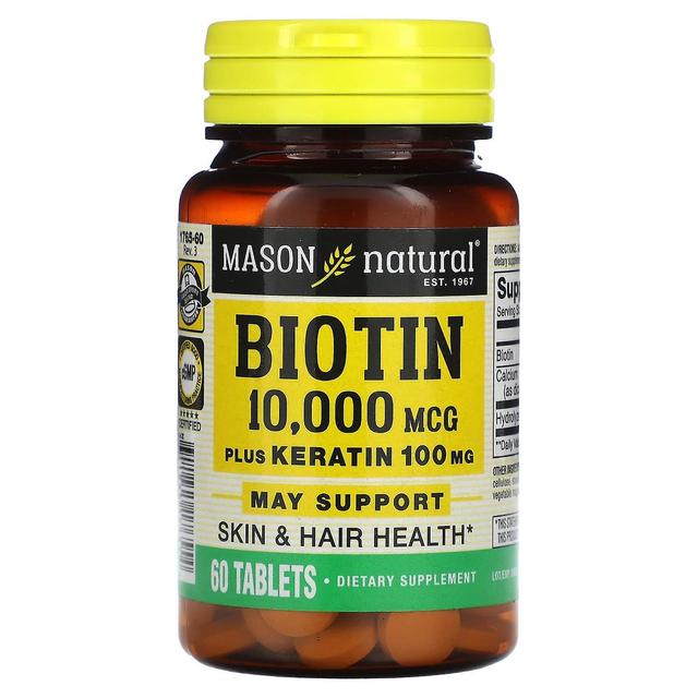 Mason Natural, Biotin Plus Keratin, 10.000 mcg, 60 Tabletten on Productcaster.