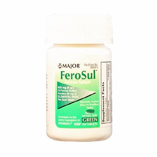 Major Pharmaceuticals Principais Produtos Farmacêuticos Suplemento Mineral Feosol Ferro 325 mg Comprimido de Força 100 por Frasco, Contagem de 1 (E... on Productcaster.