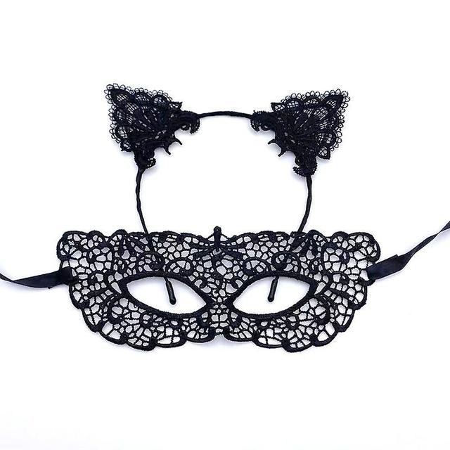 Dewenwils Dww-demi-masque En Dentelle Pour Femmes, Halloween, 3 # (noir), Avec Oreilles De Chat, Bandeau, Charmante Dcoration De Costume En Dentell... on Productcaster.