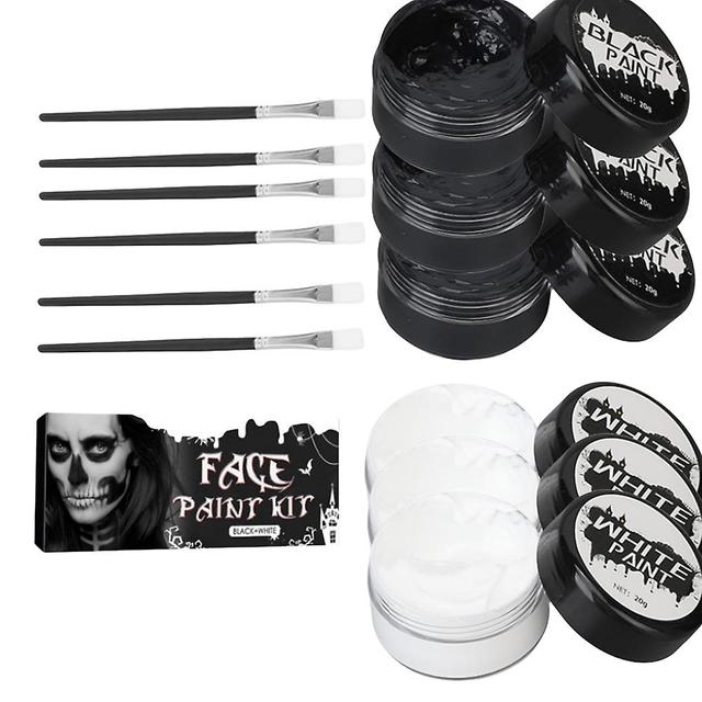 Black Face Paint Clown White Makeup, Halloween Cosplay Sfx Makeup Black And White Set Oil Based Face Paint Makeup Halloween 3pcs black white on Productcaster.