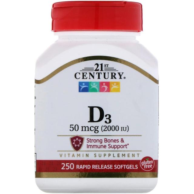 21st Century, Vitamin D3, 50 mcg (2,000 IU), 250 Liquid Softgels on Productcaster.