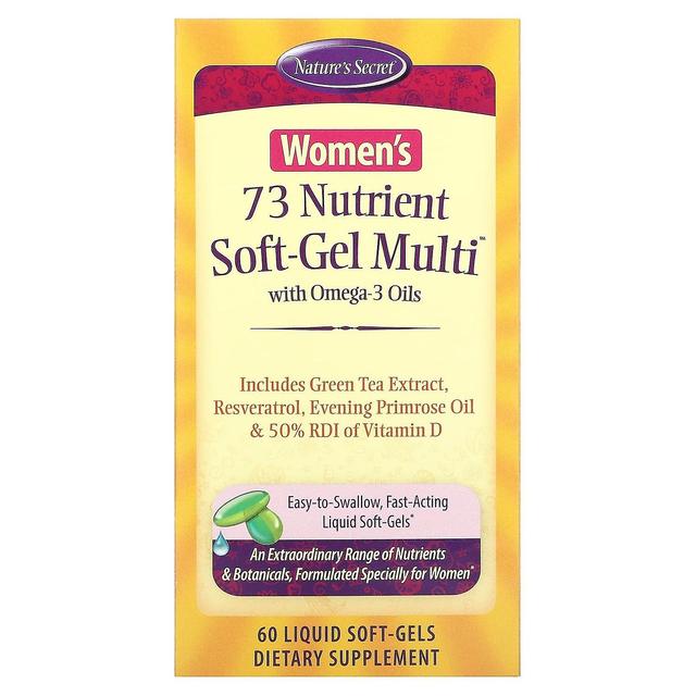 Nature's Secret Segredo da Natureza, Soft-Gel Feminino de 73 Nutrientes Multi com Óleos Ômega-3, 60 Soft-Gels Líquidos on Productcaster.