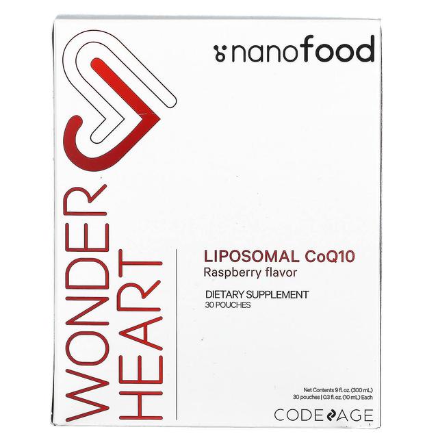 Codeage, Nanofood, Wonder Heart, Liposomal CoQ10, Raspberry, 30 Pouches, 0.3 fl oz (10 ml) Each on Productcaster.