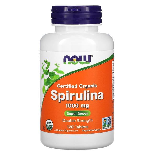 NOW Foods, sertifioitu orgaaninen, Spirulina, 1,000 mg, 120 tablettia on Productcaster.