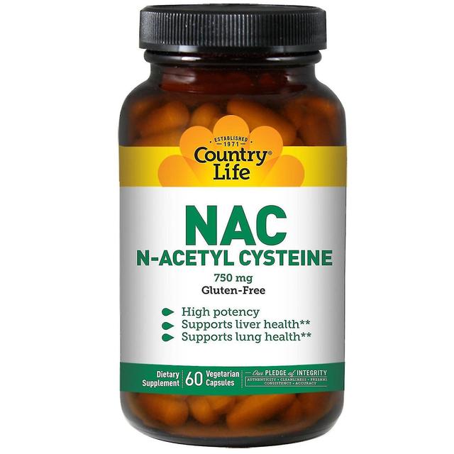 Country Life Vita di campagna, NAC, N-Acetyl Cysteine, 750 mg, 60 capsule vegetariane on Productcaster.