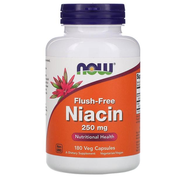 NOW Foods Nu Fødevarer, Flush-Free Niacin, 250 mg, 180 Veg Kapsler on Productcaster.