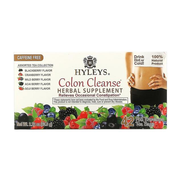 Hyleys Tea Hyleys te, Colon Cleanse, Assorteret tesamling, koffeinfri, 42 foliekuvert teposer, 0,05 o on Productcaster.