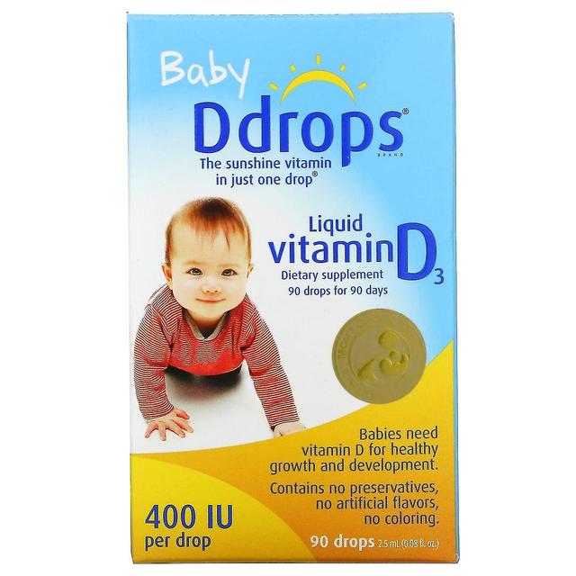 Ddrops Ddråber, Baby, Flydende Vitamin D3, 400 IE, 90 Dråber, 0,08 fl oz (2,5 ml) on Productcaster.