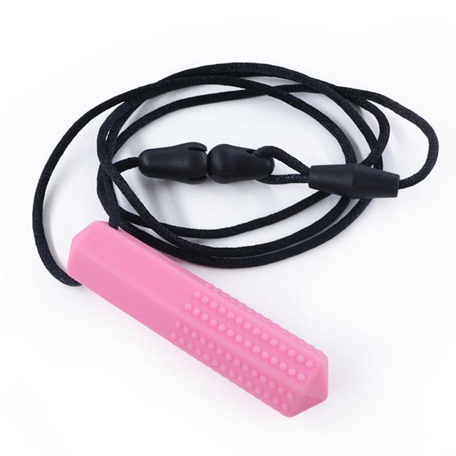 Sensory Chew Necklace Reduces Chewing Biting Fidgeting For Kids Adult Chewers Pink on Productcaster.