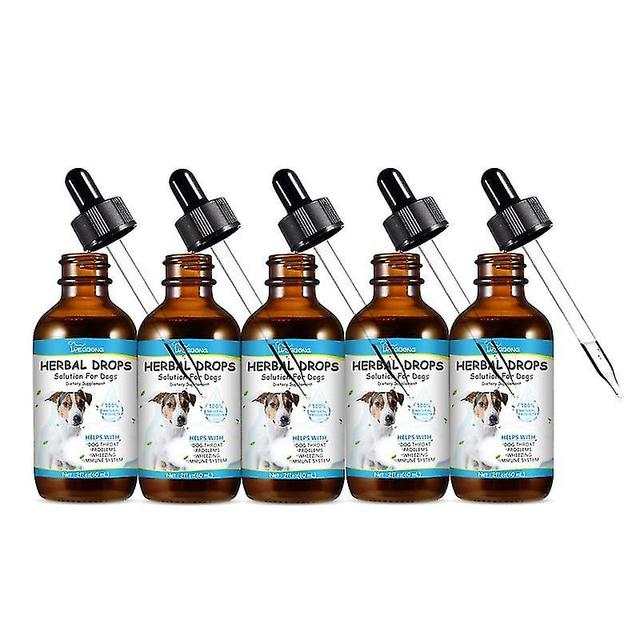 Hoste Behandling For Hunde, Herbal Drops Løsning For Hunde Kosttilskud, Kennelhoste For Hunde Herbal Drops Supplement For Hunde Kløe 5pcs on Productcaster.