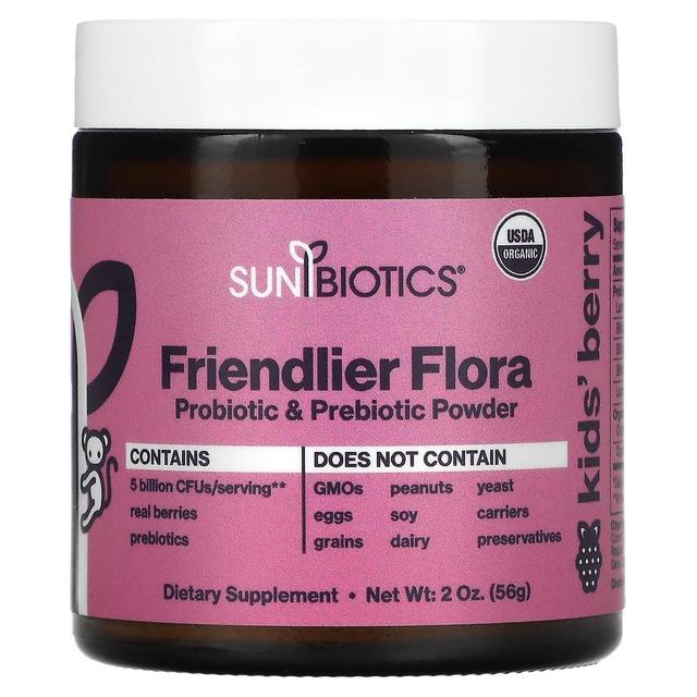 Sunbiotics, Kids! Friendlier Flora, Probiotic & Prebiotic Powder, Berry, 5 Billion, 2 oz (56 g) on Productcaster.