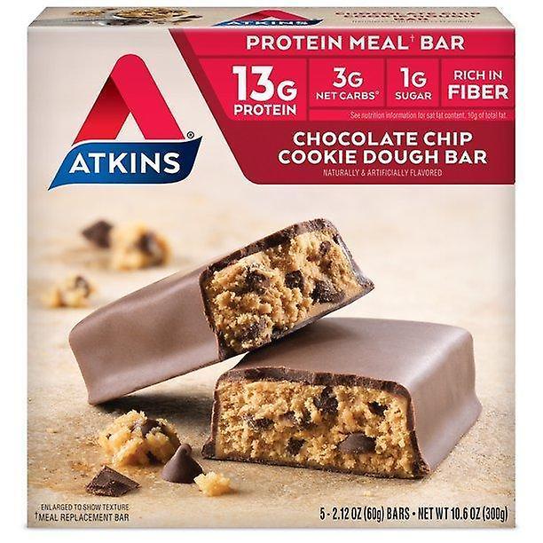 Atkins proteinrige måltidsbar, chokoladechipkagedej, keto-venlig, 5 count on Productcaster.