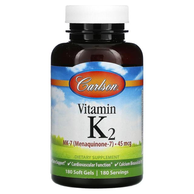 Carlson, Vitamin K2 MK-7 (Menaquinone-7), 45 mcg, 180 Soft Gels on Productcaster.