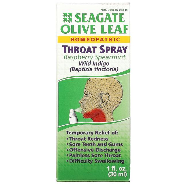 Seagate, Spray de Garganta de Folha de Oliveira, Hortelã de Framboesa, 1 fl oz (30 ml) on Productcaster.