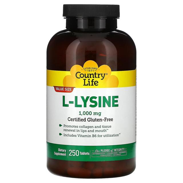 Country Life, L-lysiini, 1000 mg, 250 tablettia on Productcaster.