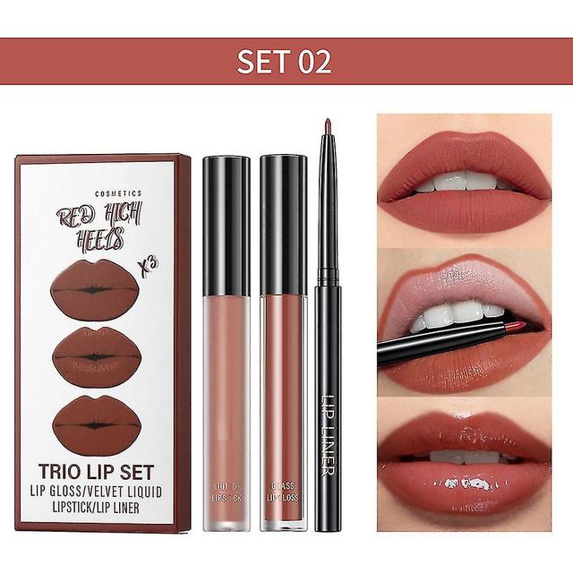 Scacv Lip Glaze Lip Liner Set Non-stick Cup No Fading Lip Gloss Nourishing Moisturizing Lip Makeup 2 on Productcaster.