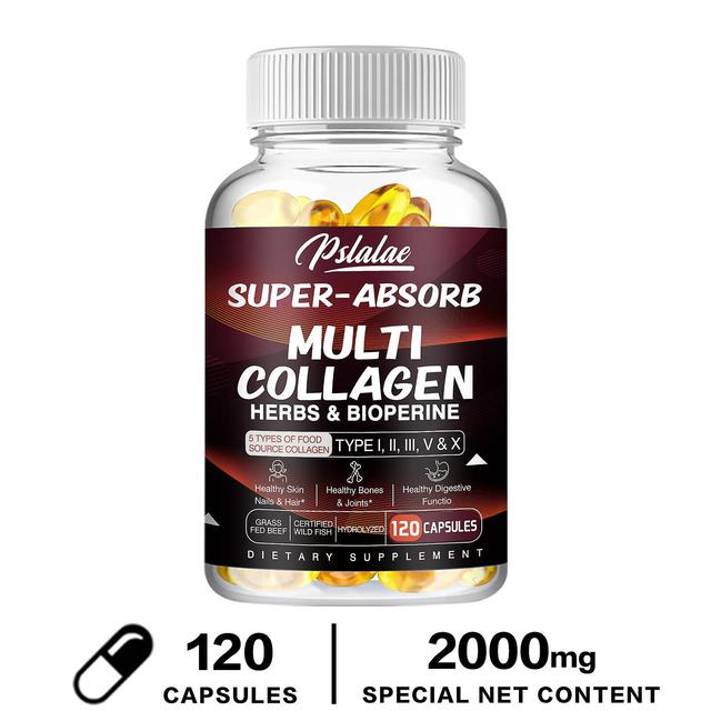 Visgaler Multiple Collagen Supplements (i Ii Iii V X Type) Anti Aging, Hair, Skin, Nails - Hydrolyzed Collagen Peptide Protein Capsules 120 Capsules on Productcaster.