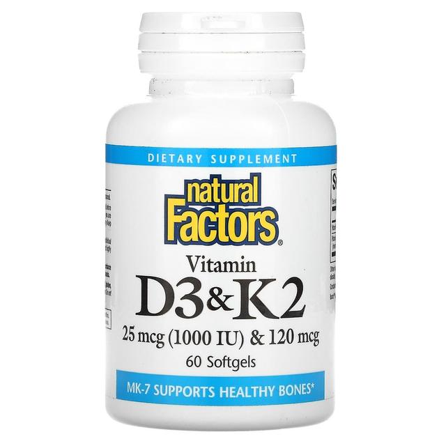 Natural Factors Fattori naturali, vitamina D3 e K2, 60 Softgels on Productcaster.