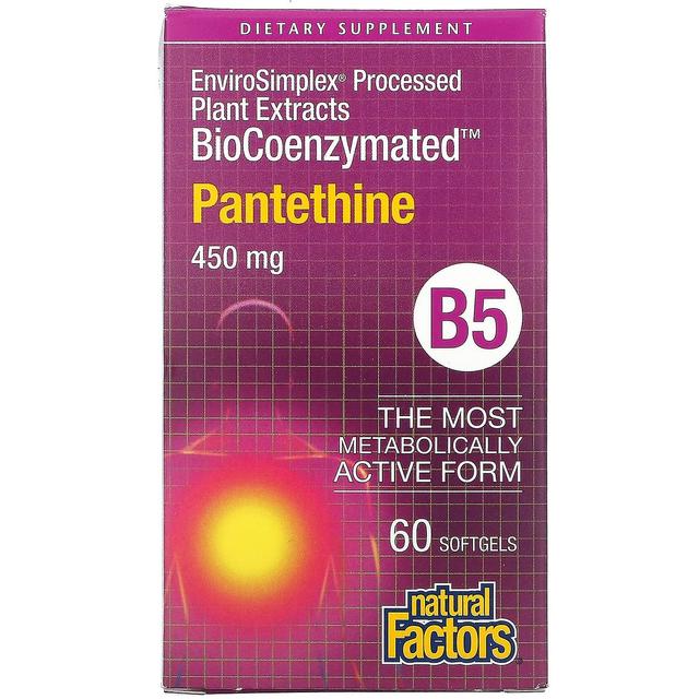 Natural Factors Fatores Naturais, BioCoenzymated, B5, Pantetina, 450 mg, 60 Cápsulas gelatinosas on Productcaster.