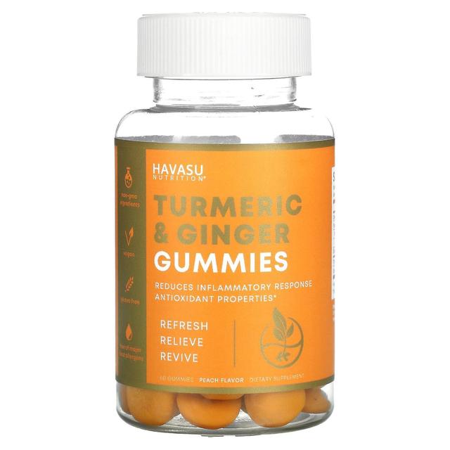 Havasu Nutrition, Turmeric & Ginger Gummies, Peach, 60 Gummies on Productcaster.