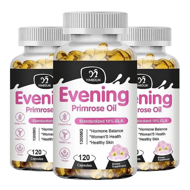 Visgaler Evening Primrose Oil 1300mg With Naturally Occurring Gla (gamma-linolenic Acid) Skin Whitening, Anti-wrinkle, Anti-aging 3 Bottles 60 pcs on Productcaster.