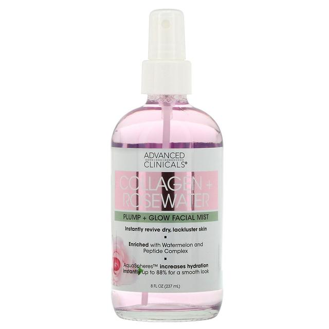 Advanced Clinicals, Collagen + Rosewater, Pump + Glow Facial Mist, 8 fl oz (237 on Productcaster.