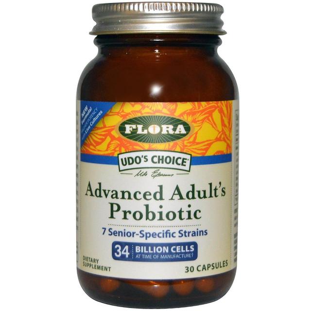 Flora, Udo's Choice, Advanced Adult's Probiotic, 34 Billion Cells, 30 Capsules on Productcaster.