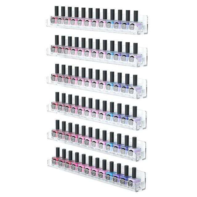 Schan 6-layer Transparent Acrylic Cosmetic Rack Nail Polish Storage Rack Wall-mounted Shelf Removable Non-slip Insert on Productcaster.