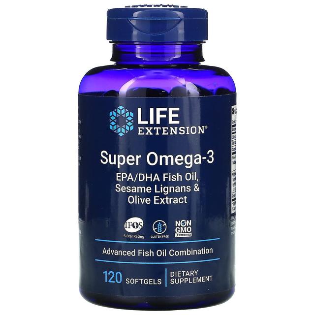 Life Extension, Super Omega-3 EPA/DHA Fish Oil, Sesame Lignans & Olive Extract, 120 Softgels on Productcaster.