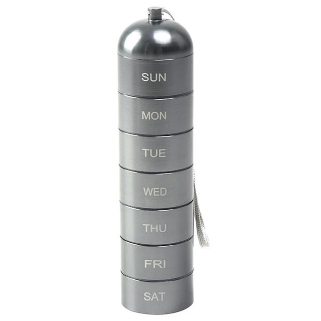 unbrand Pills Organiser 7 Day Stackable Waterproof Pills Box Alloy Pills Case Container Gray on Productcaster.