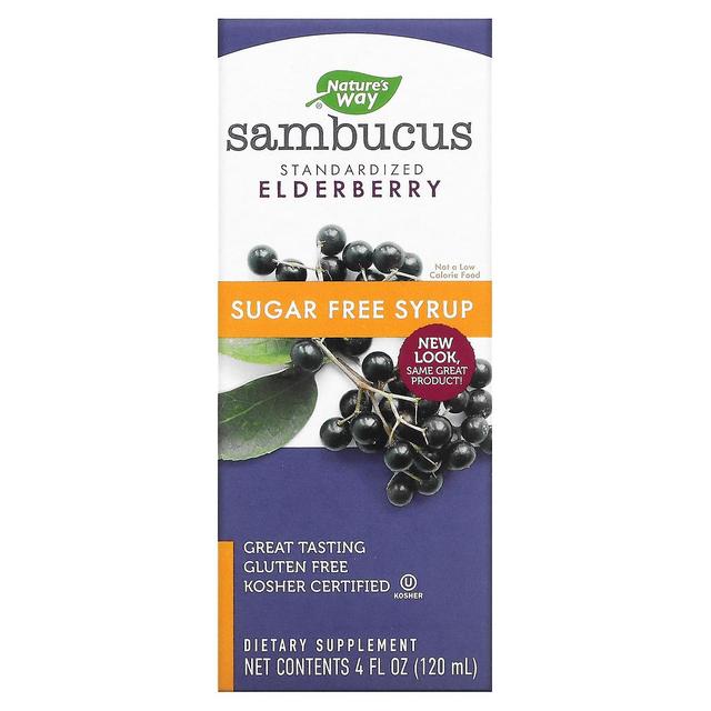 Nature's Way, Sambucus, Standardized Elderberry, Sugar-Free Syrup, 4 fl oz (120 ml) on Productcaster.