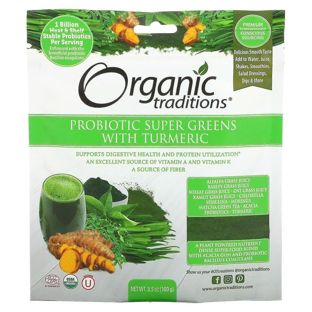 Organic Traditions, Probiotyczne Super Greens z kurkumą, 3.5 oz (100 g) on Productcaster.