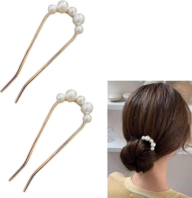 2 szt Epingle cheveux pour femme, forme de u pingle, pingle chignon, pingle cheveux en mtal, avec des perles, rutilisable, pour cheveux longs et cou on Productcaster.