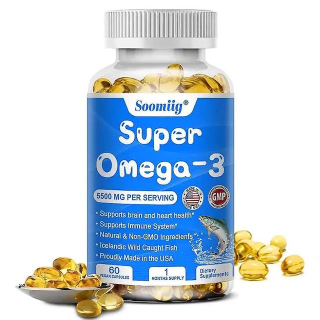 Venalisa Omega 3 Óleo de Peixe 5500 mg Rico em EPA DHA - Suporta a pele, saúde da memória e visão Promove a função cognitiva 60 count-1 bottle on Productcaster.